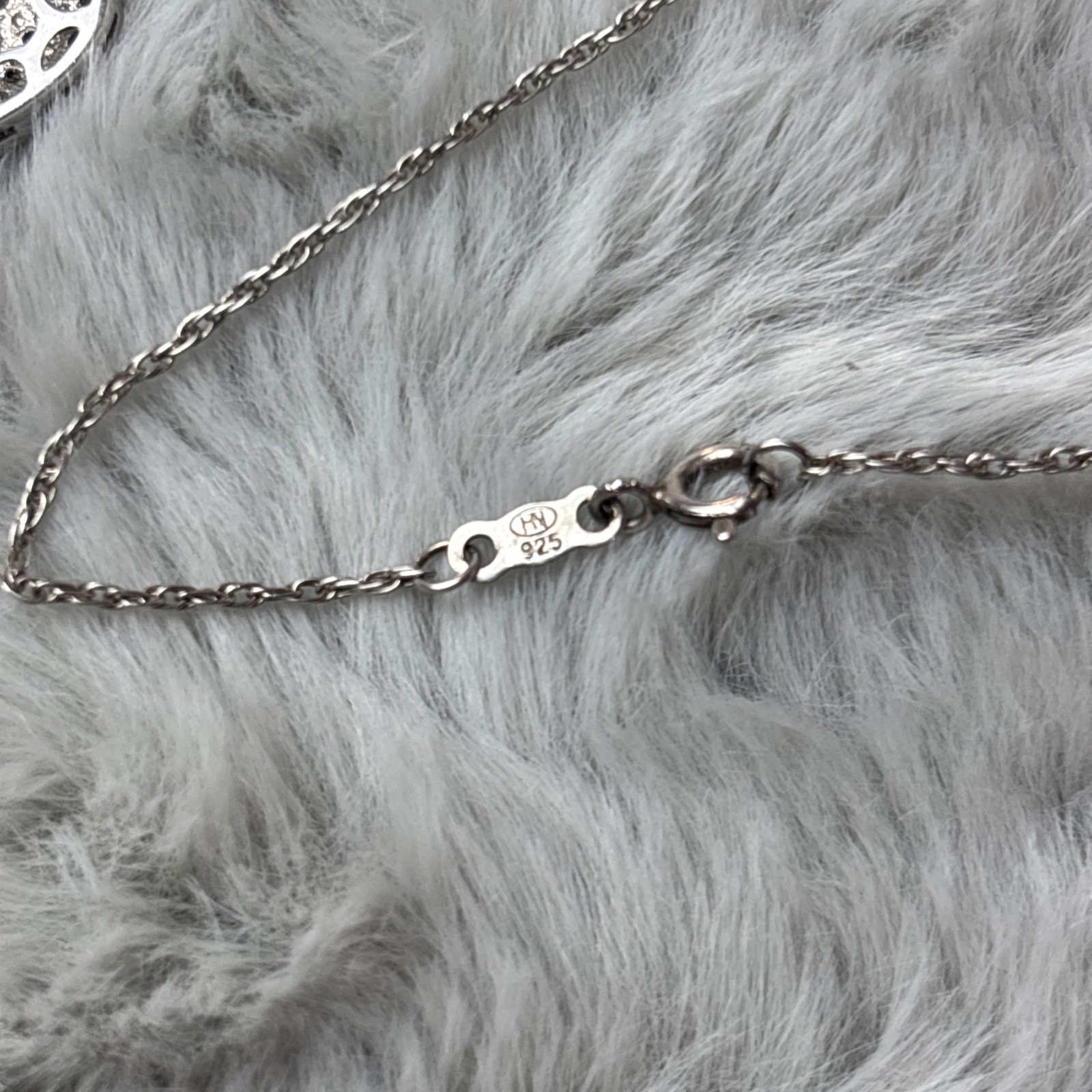 925 Sterling Silver Lab Created White Black Diamond Heart Pendant Necklace
