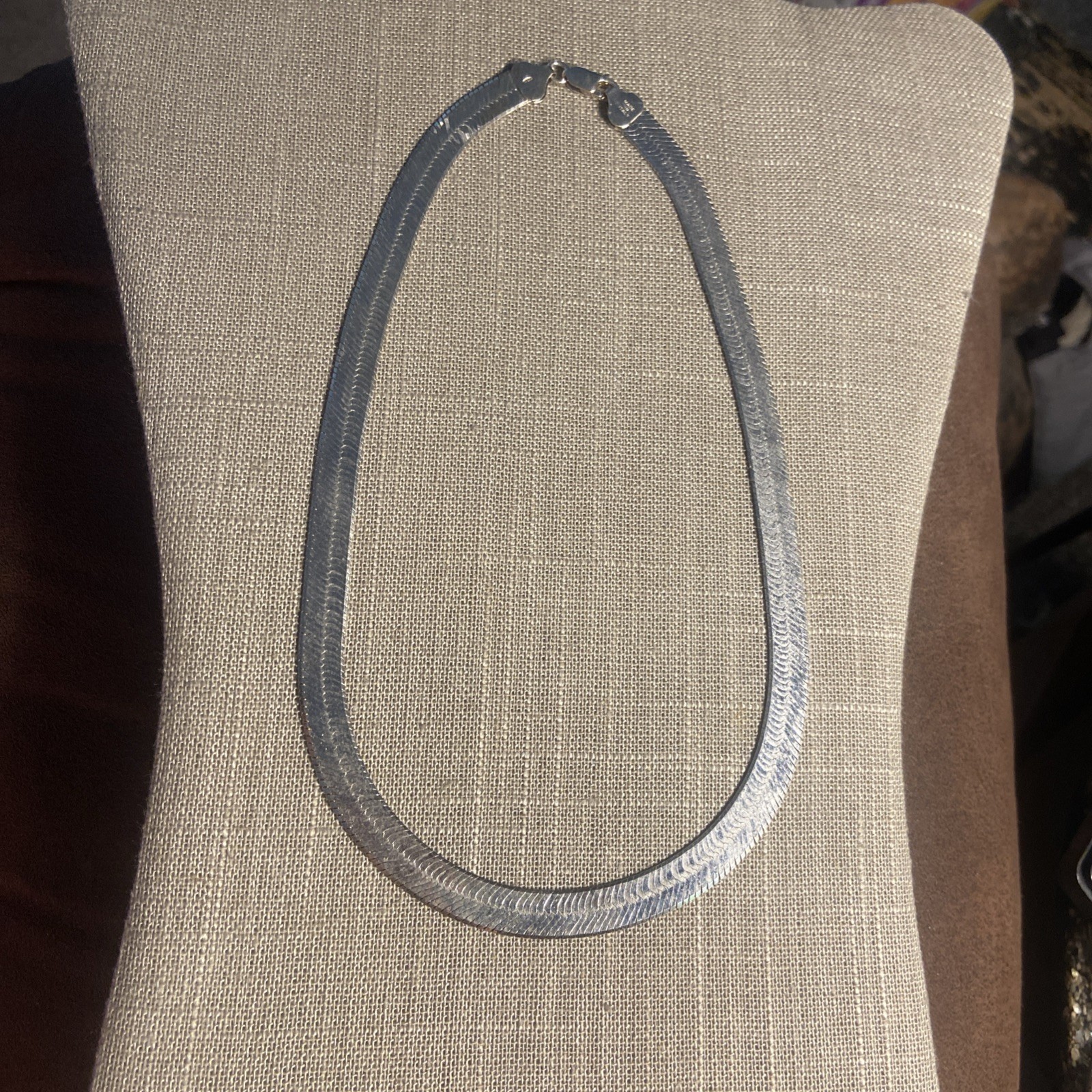 MILOR Italy Reversible Etched Herringbone 9mm Sterling Silver 18″ Necklace