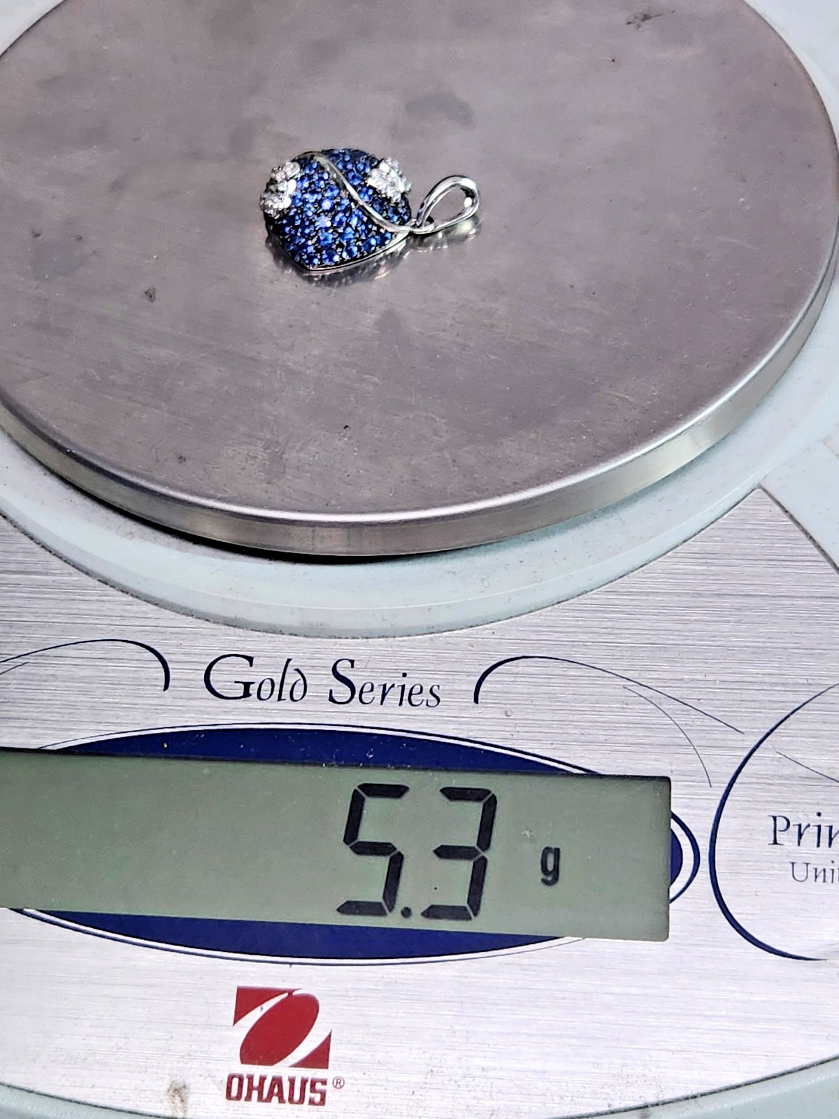 GORGEOUS 14kw Cushion Pave’ Blue Sapphire & Diamond Butterfly Accent Pendant