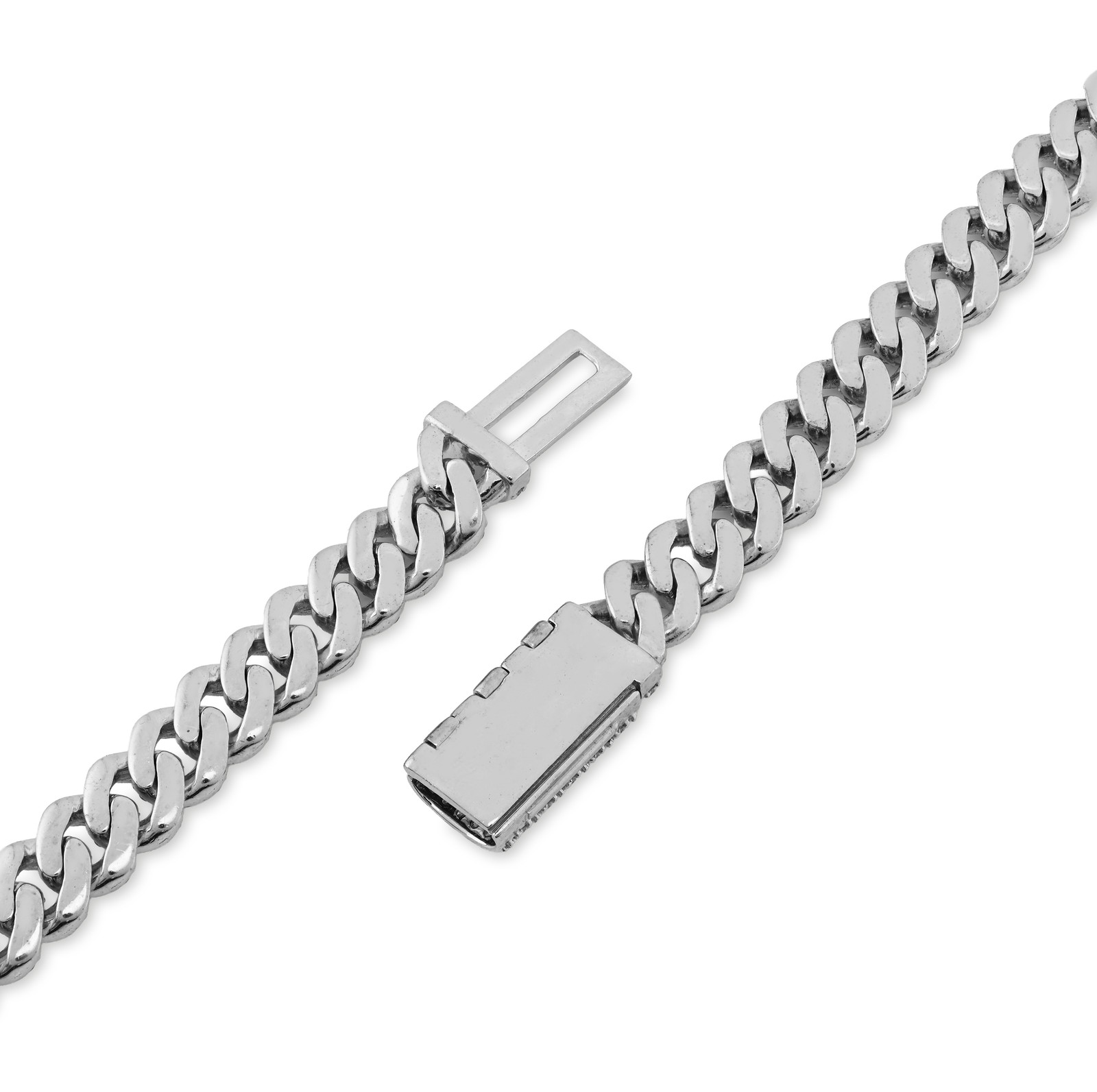 7.5MM 925 Sterling Silver 10CTW Lab Diamond Cuban Chain 59.7g 22 Inches Necklace
