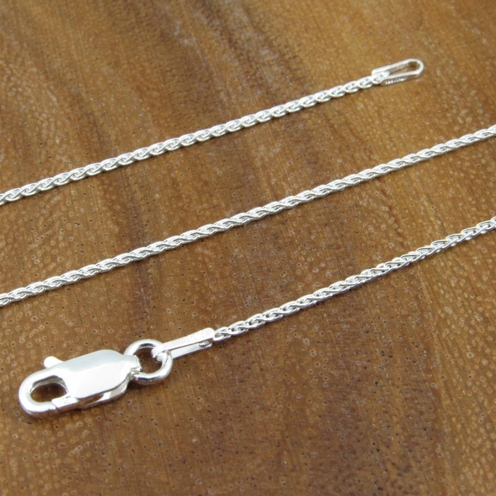 1.1MM Solid 925 Sterling Silver Italian SPIGA / WHEAT Chain Women’s Necklace