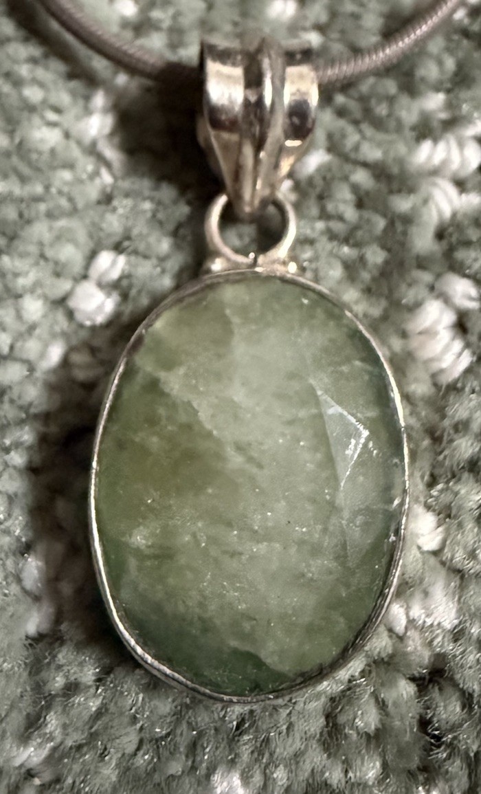 925 Sterling Silver Snake Chain Necklace W/ Very Large Pendant Tested Emerald