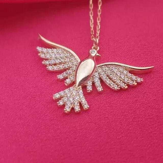 3.00CT Round Cut Lab Created Diamond Women’s Bird Pendant 14k Yellow Gold Finish