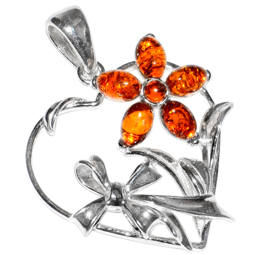 4.7g Authentic Baltic Amber 925 Sterling Silver Pendant Jewelry N-A384