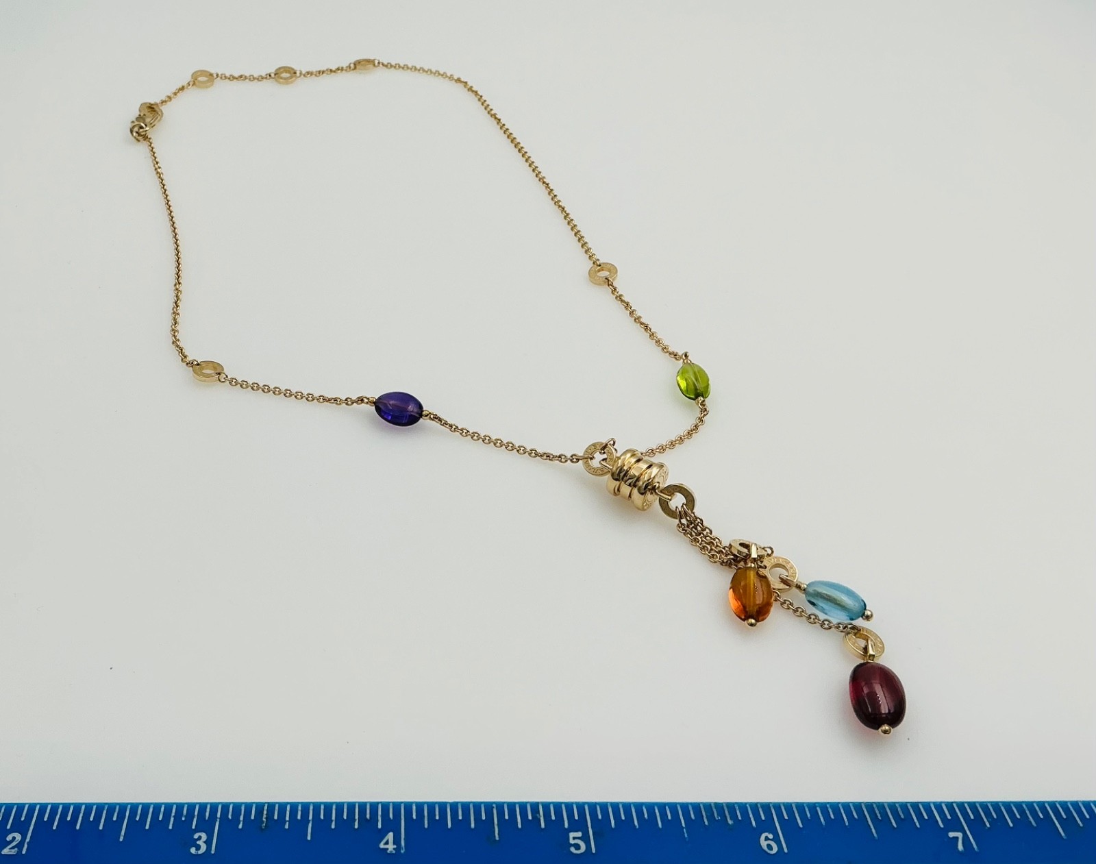 BVLGARI B.ZERO1 18K Yellow Gold Element Multistone Multi Necklace & Box Bulgari