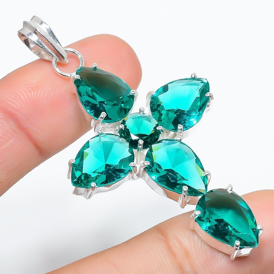 Mint Tourmaline Gemstone Handmade 925 Sterling Silver Jewelry Pendant Size 2.50″