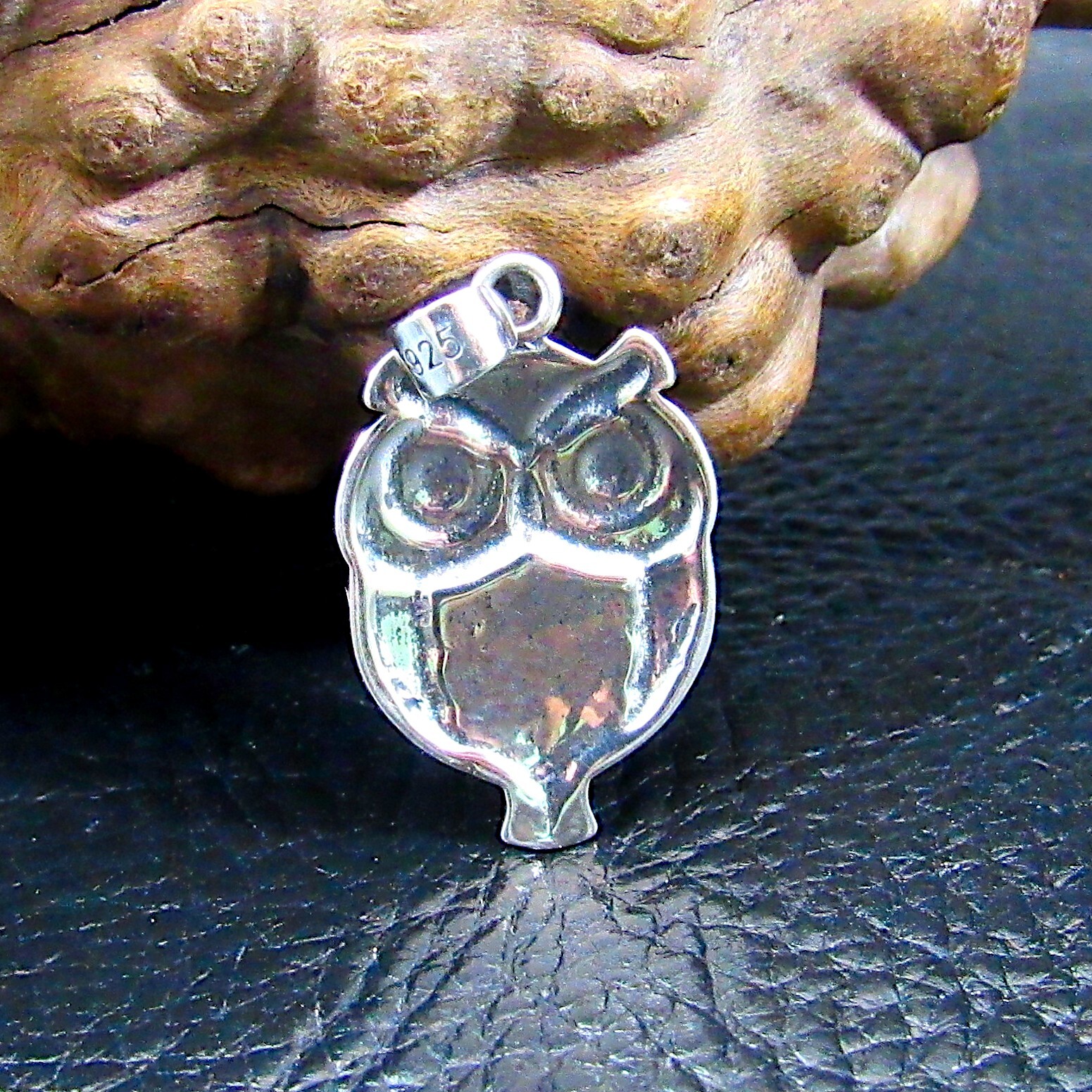 Solid 925 Sterling Silver Textured Retro Owl Pendant Charm, Cottagecore Jewely