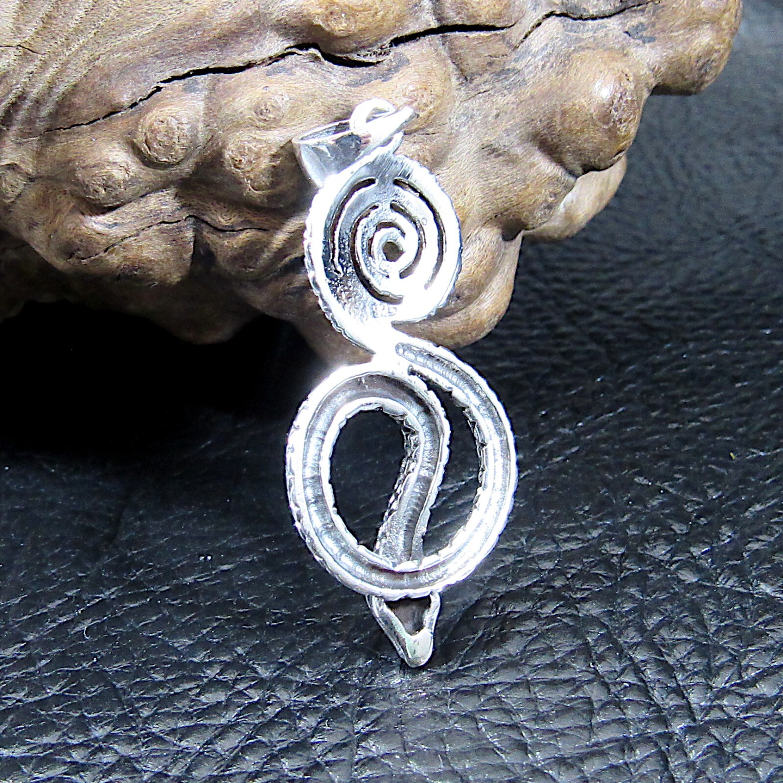 Handcrafted Solid 925 Sterling Silver Coiled SNAKE Pit Viper Pendant