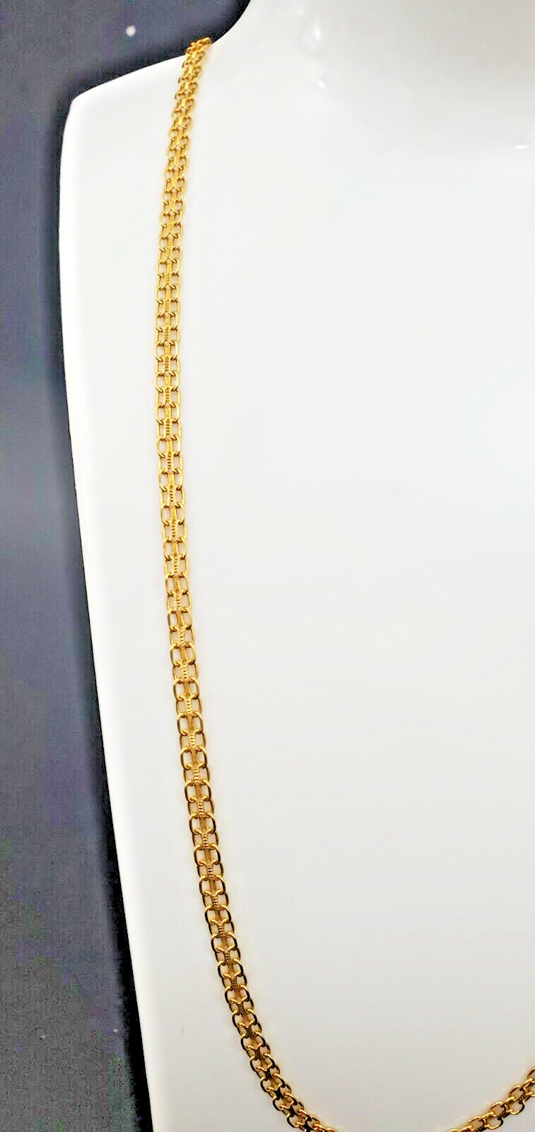 14k Solid Gold Fancy Link Style Beautiful Classic Design 24 Inch Long Chain