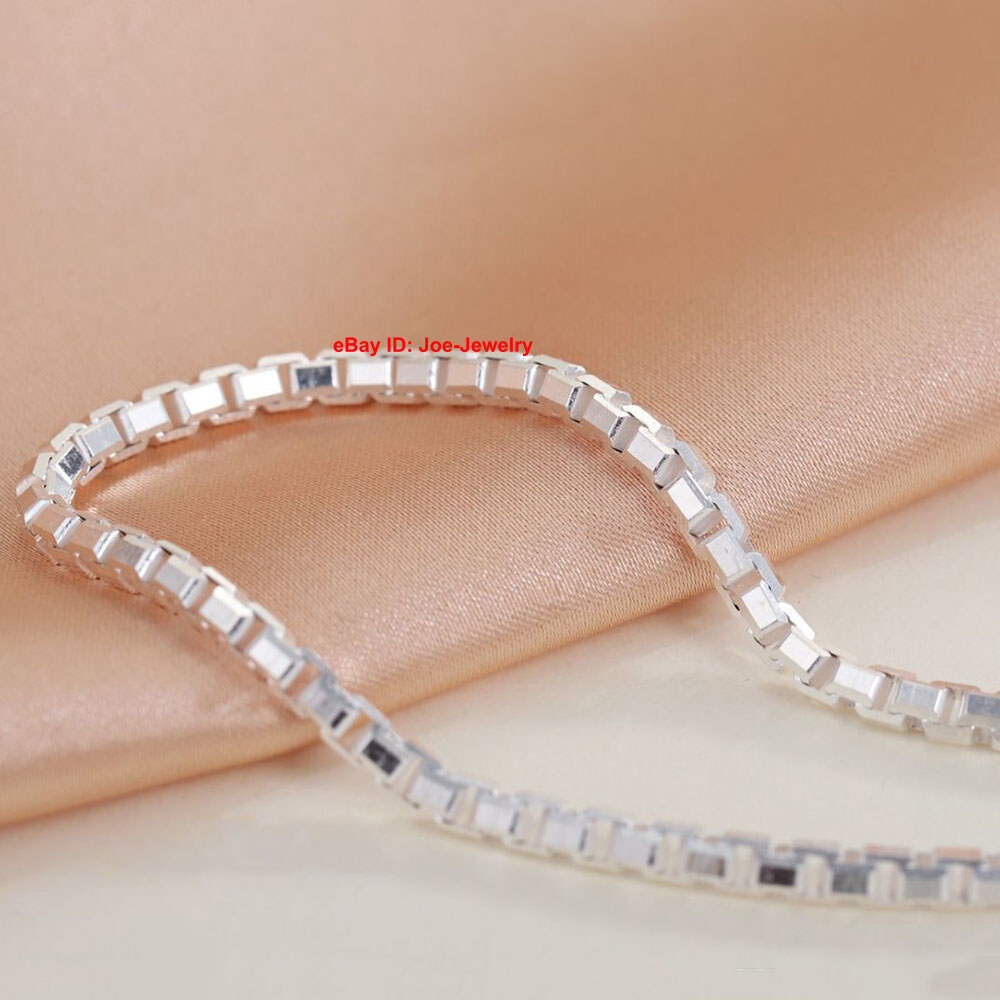 Real 999 Fine Silver Necklace 3.0mm Box Link Women Men Necklace 19.7-27.5inch L