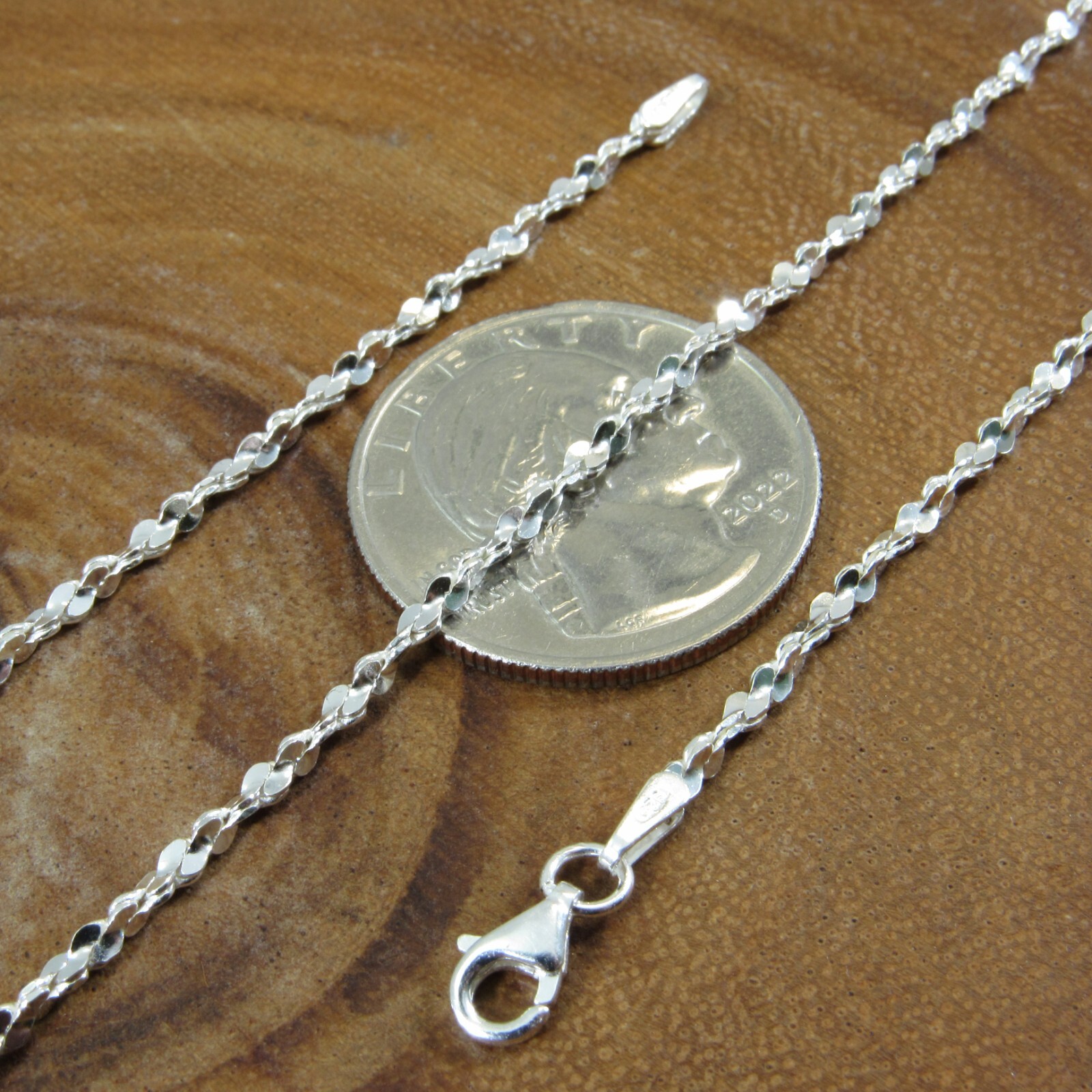 Solid 925 Sterling Silver Women’s Twisted Serpentine Chain Necklace or Bracelet