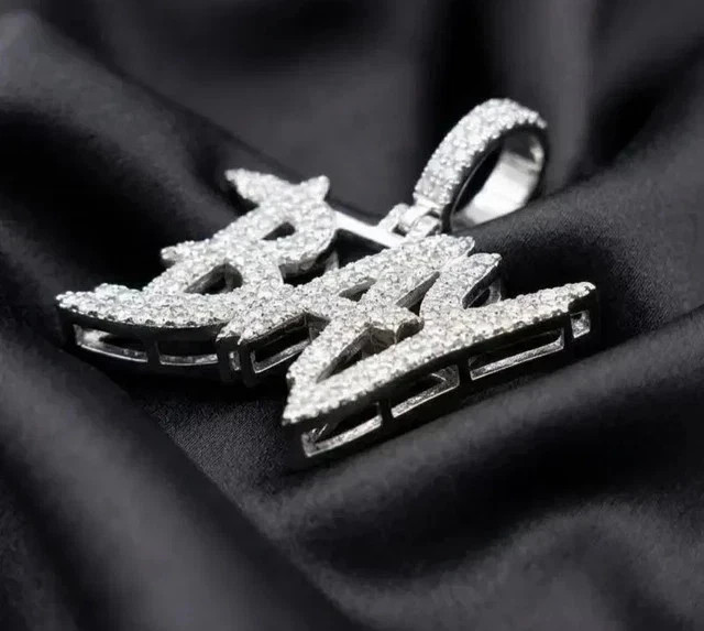 2.Ct Round Cut Real Moissanite Custom Letter Men’s Pendant 14K White Gold Plated
