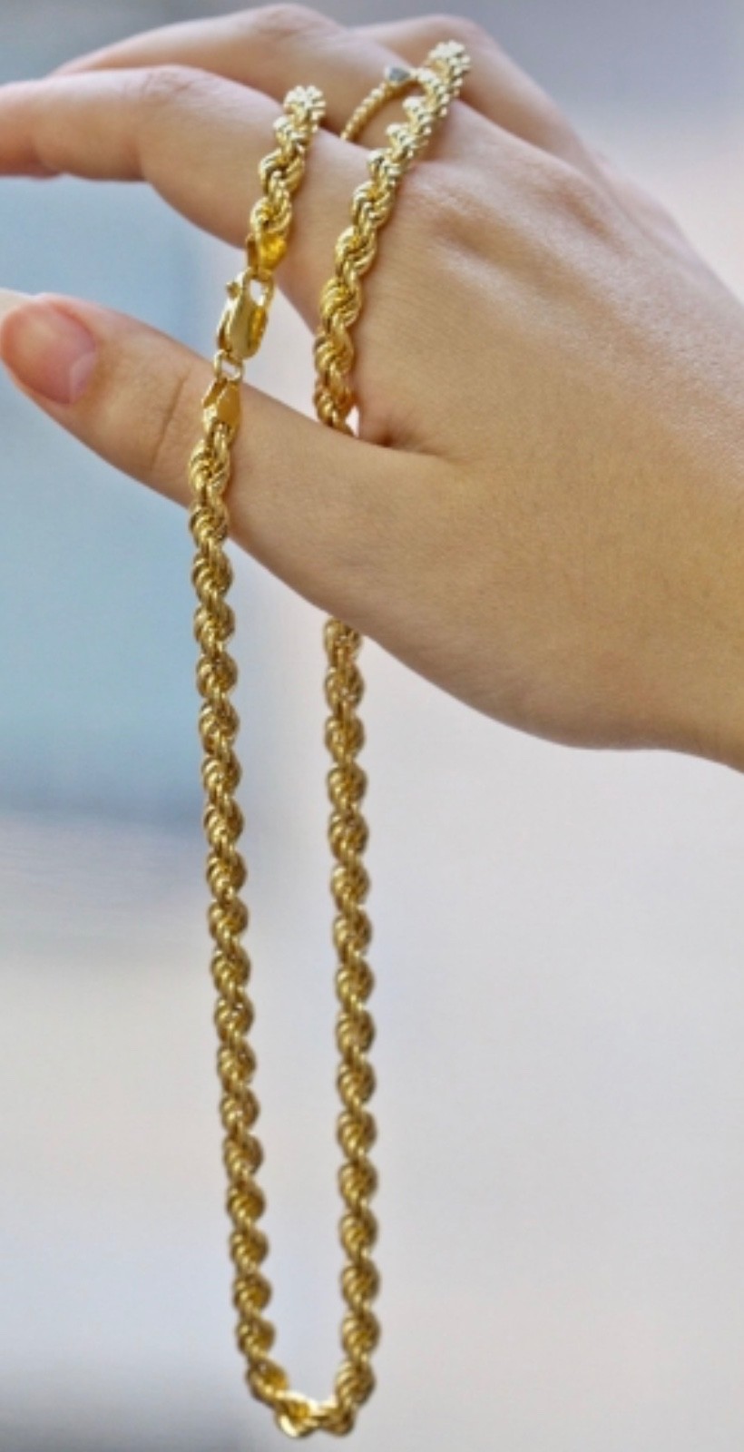 10K GOLD 5.30MM HOLLOW ROPE CHAIN 22 INCHES 12G