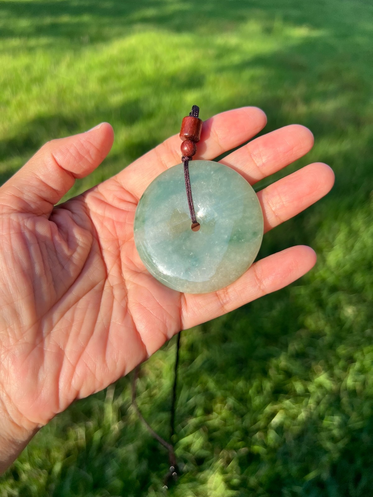 Icy Green 100% Natural Grade A Jadeite Jade Large PingAn Pendant B991 p3
