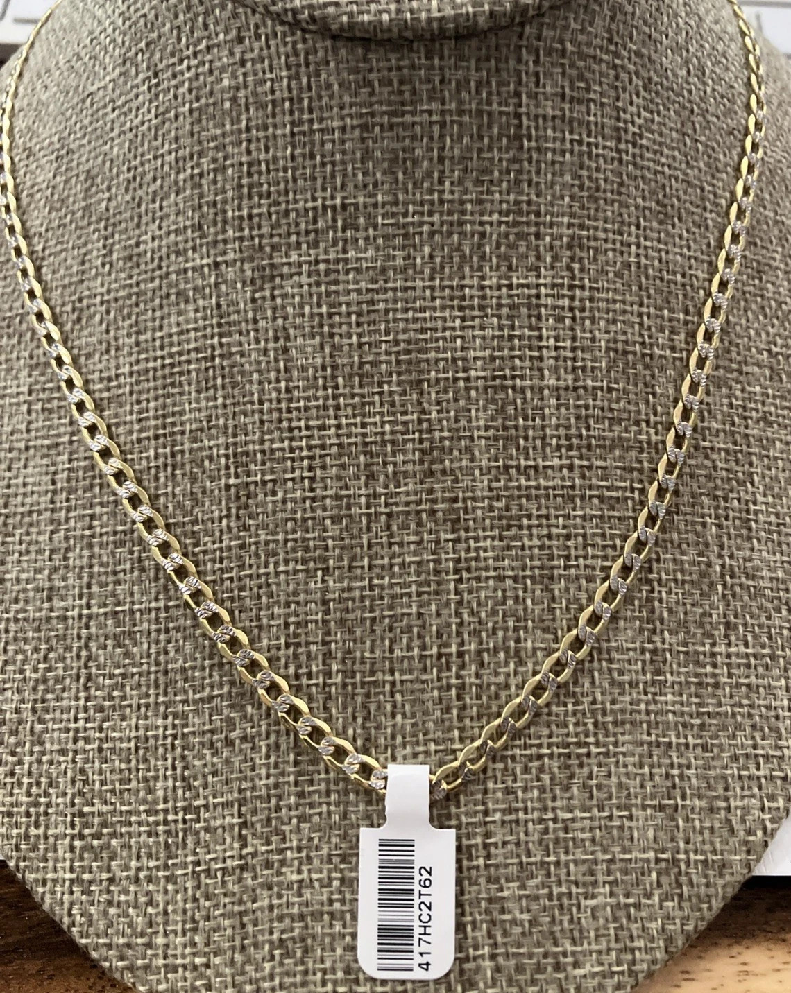 10kt Real Gold Curb Link Two-Tone Chain SemiSolid 6.2grams 4mm 22” Brand NWT 10K