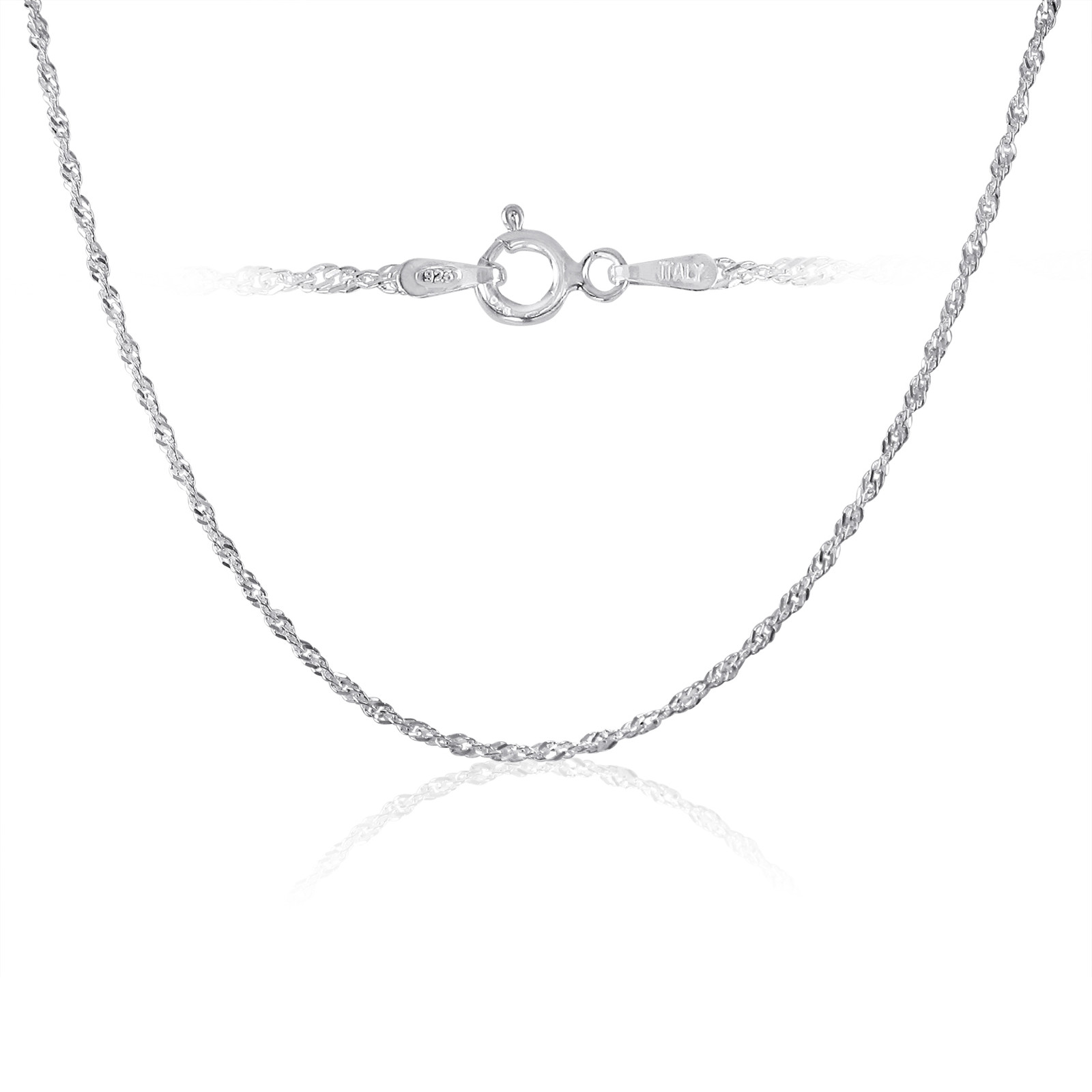 .925 Polished 2mm Singapore Solid Sterling Silver Chain In Length 7 – 36 Inches