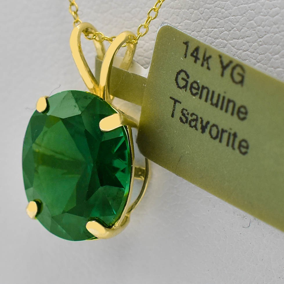 GENUINE 5.47 Carats TSAVORITE PENDANT 14k SOLID YELLOW GOLD – Free Appraisal