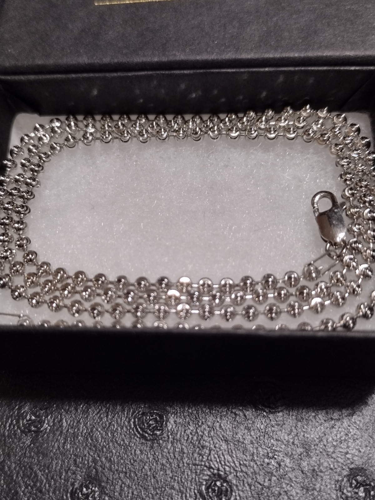 Silver Necklace 22″ 2.5mm Ball Moon Chain Harlem Bling