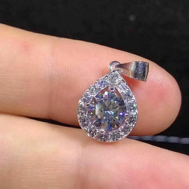 1.50Ct Lab Created Diamond Pear Style Pendant 14K White Gold Finish Free Chain