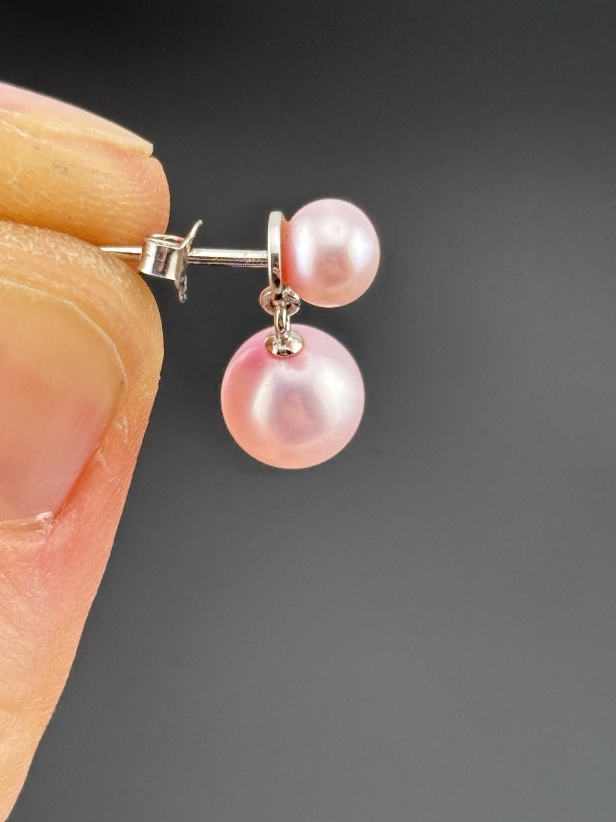 Danbury Mint Sterling Silver Pink Pearl Necklace Bracelet & Stud Dangle Earrings