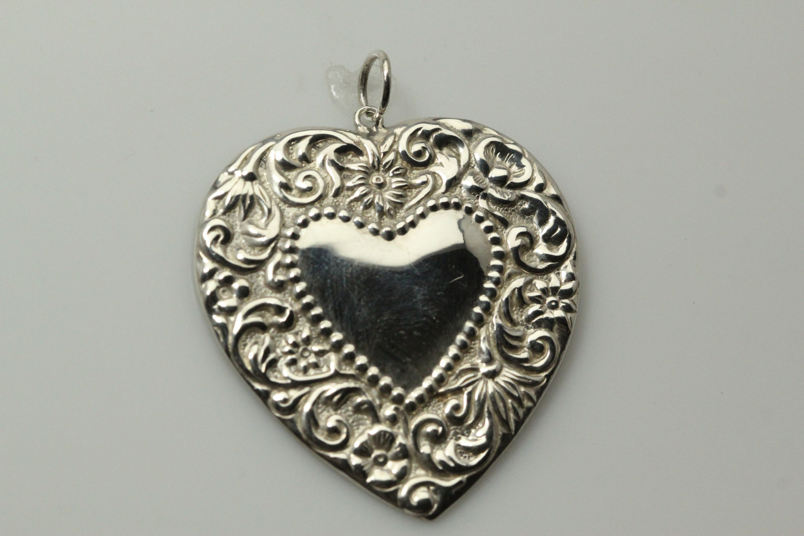 925 Sterling Silver Heart Shape Luggage Tag Pendant 12.5 Grams (PEN8142)
