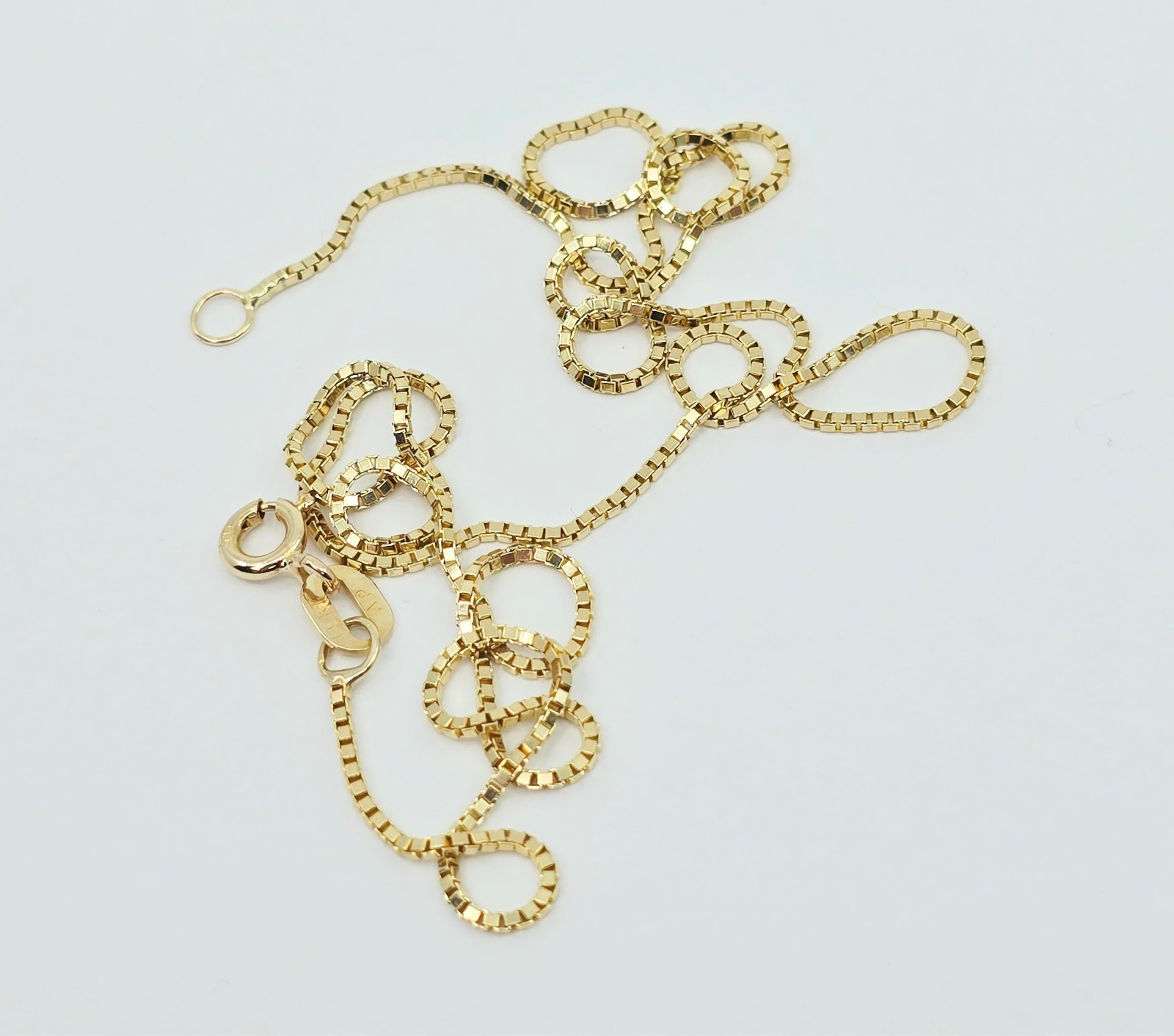 Unique 14K Karat Solid Yellow Gold Designer Box Link Chain Necklace – 17.50″ L