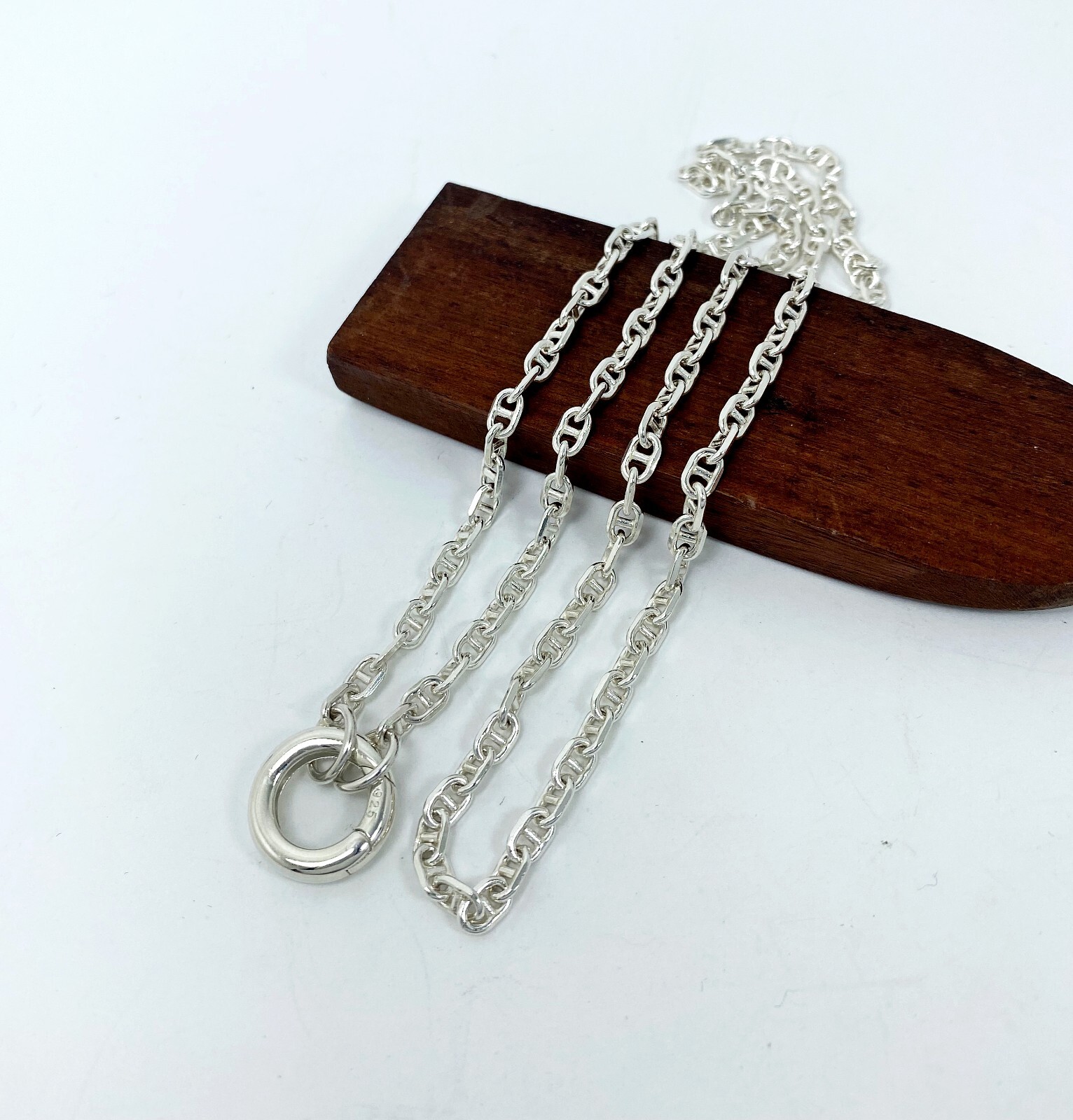 Round Clasp Chain Necklace 925 Sterling Silver, Handmade Unisex Necklace Gifts