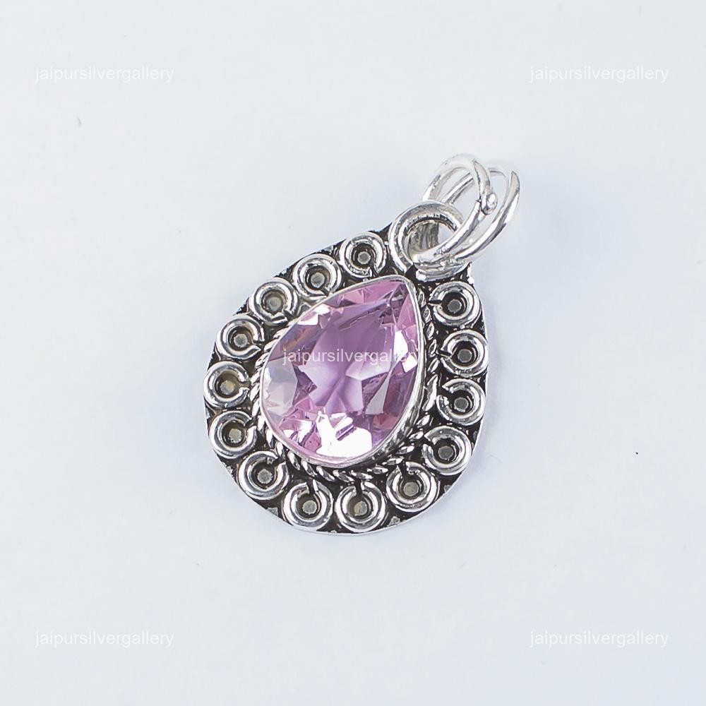 Morganite Gemstone Jewelry 925 Silver Handmade Dainty Pendant 1.02″ For Mother