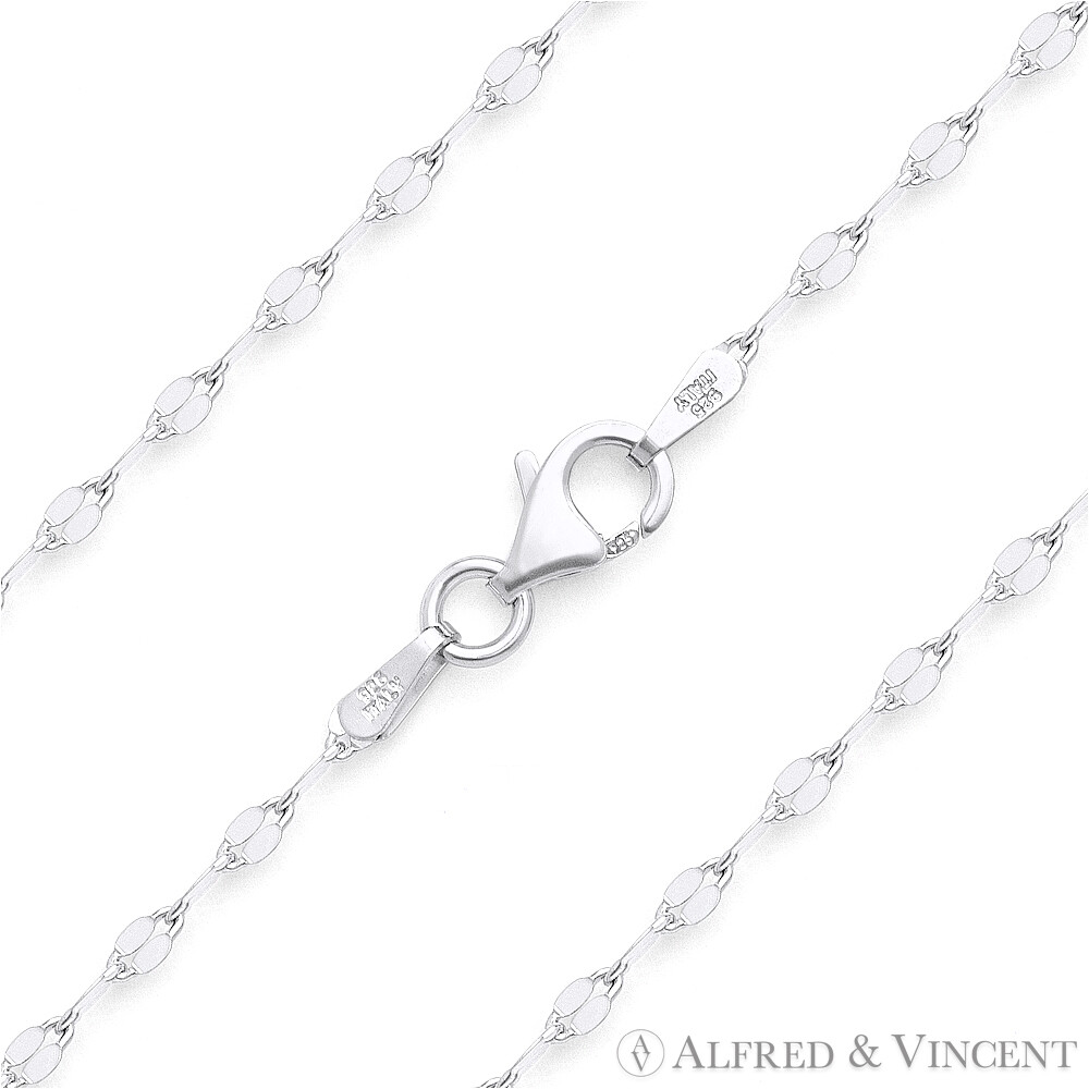 2.2mm Coffee Link Italy 925 Sterling Silver Rhodium-Plated Mirror Chain Necklace