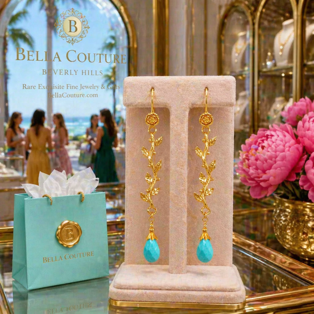 NEW RARE 14K YELLOW GOLD NATURAL TURQUOISE 18″ ANTIQUE VICTORIAN CHARM NECKLACE