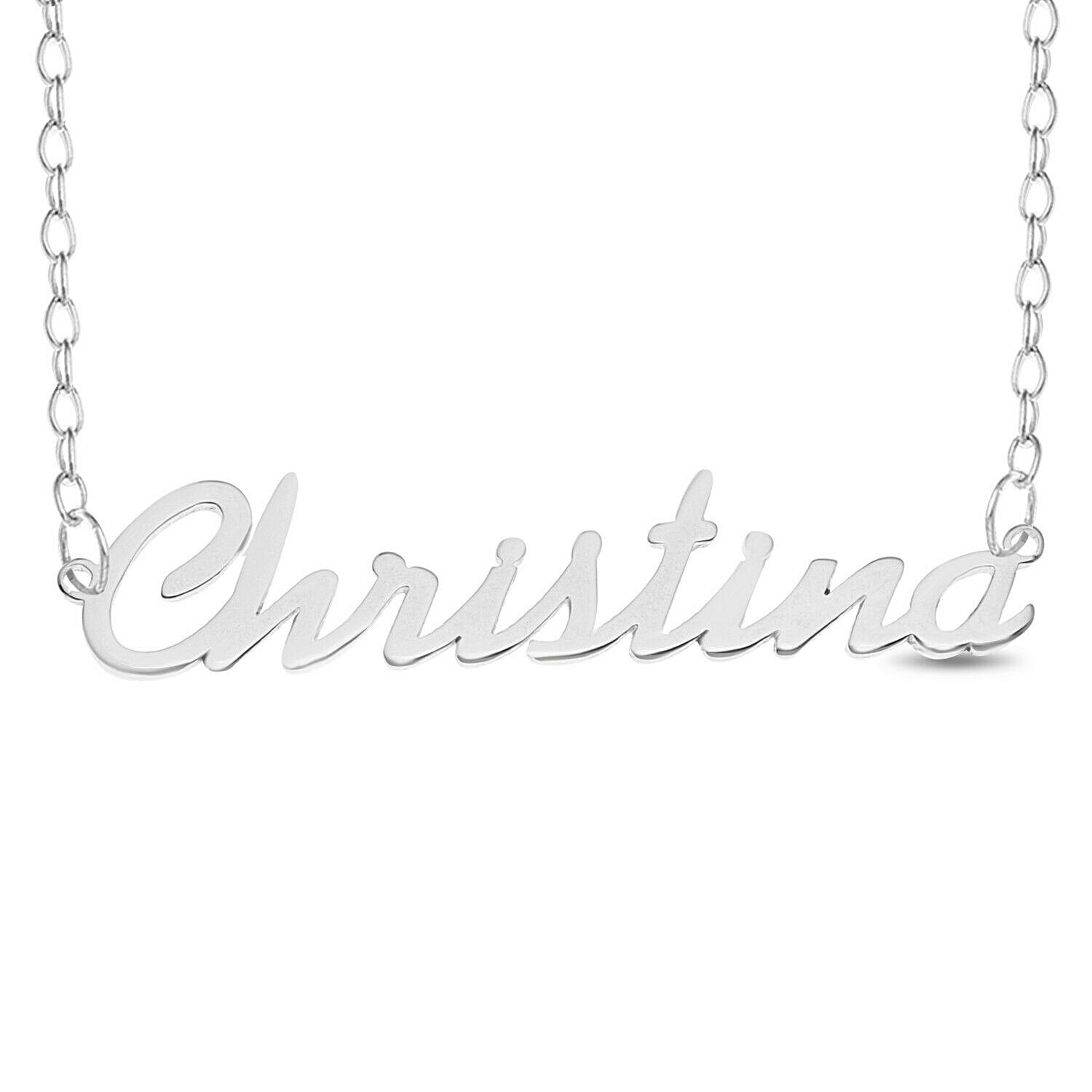 Christina Name Plate Necklace Pendent Sterling Silver female Personalized Custom