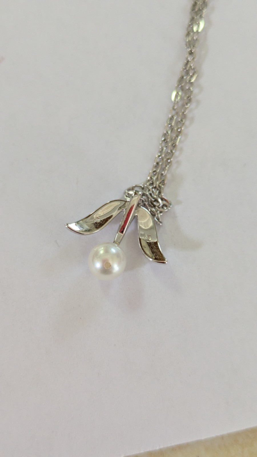 MIKIMOTO Pearl Flower Pendant Necklace SV925 40cm Elegant Auth
