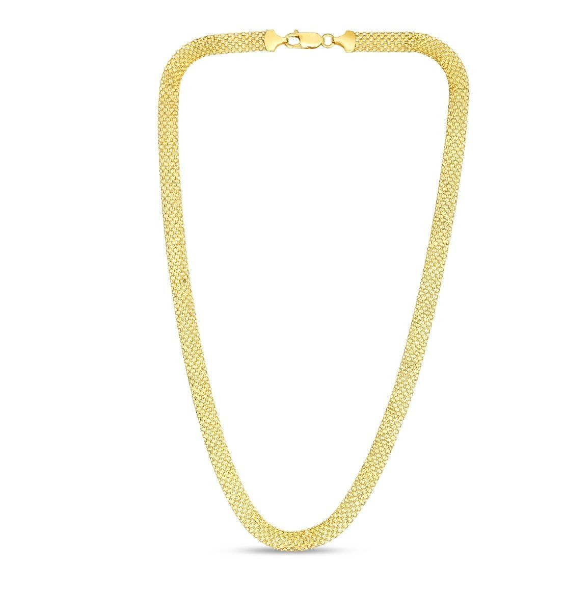 14k Yellow Gold 7mm Bismark Braided Six Row Link Chain Necklace 18″ 5.8 Grams
