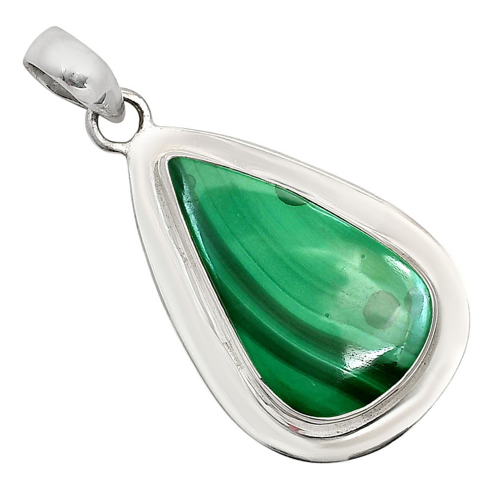 Natural Malachite Eye – Congo 925 Sterling Silver Pendant Jewelry P-1076