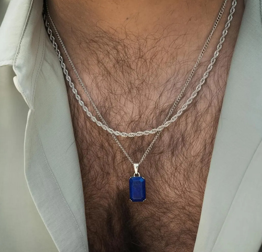 Solid 925Sterling Silver Genuine Blue Lapis Lazuli Pendant Birthday Gift Jewelry
