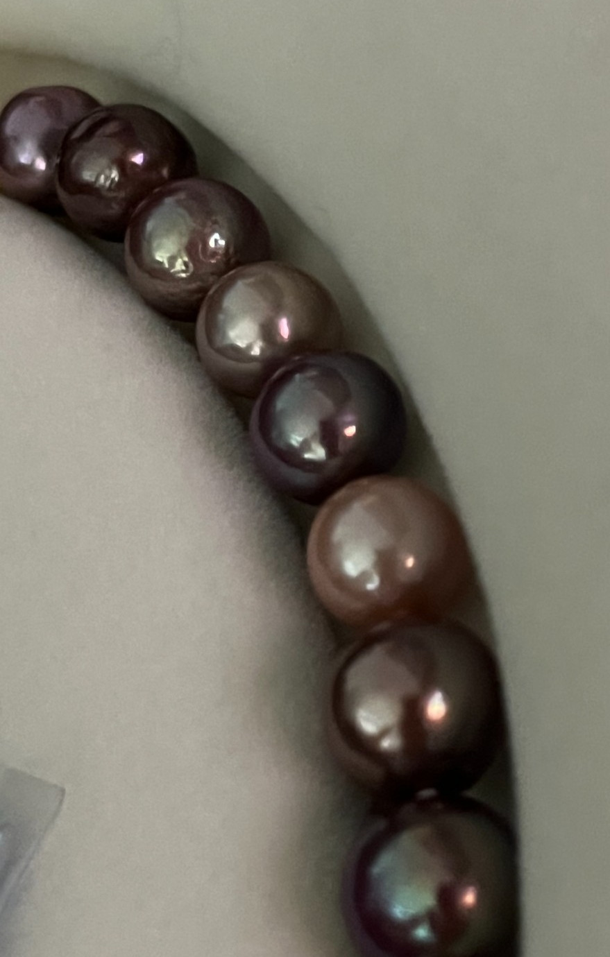 Large Edison Pearl Necklace S925 Toggle Clasp Metallic Candy 45cm Cert