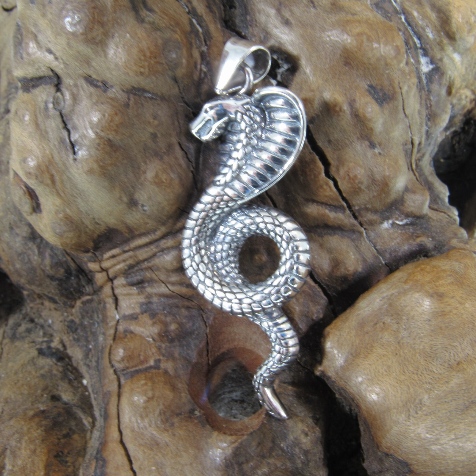 Solid 925 Sterling Silver Cobra Pendant, Mystical Serpent Protection Talisman