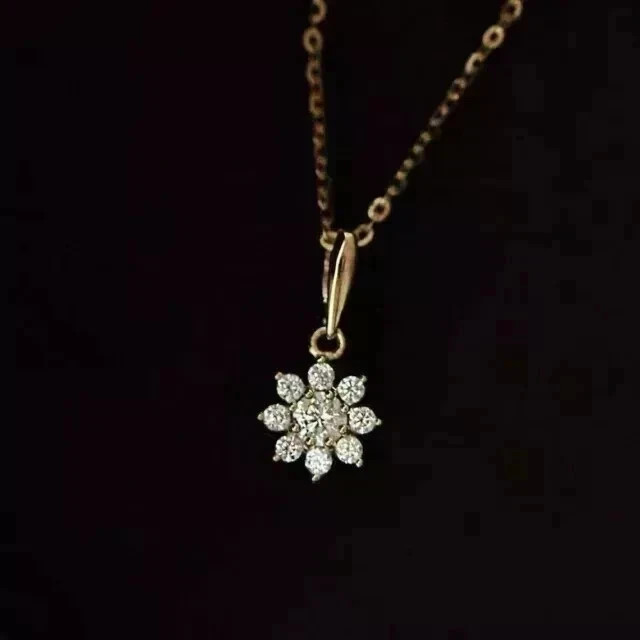 Real Moissanite 2Ct Round Cut Women’s Cut Pendant 14K Yellow Gold Plated F/Chain