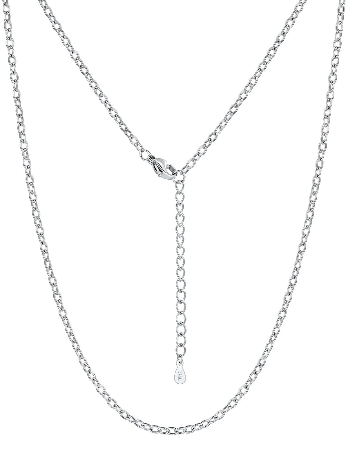 Necklace Chain for Women, 2MM Silver Chains Rolo Cable Necklace 316L Stainles…