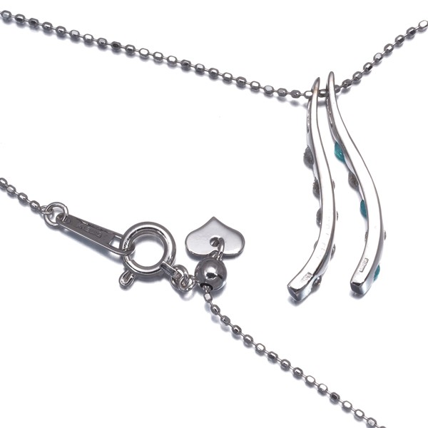 Paraiba Tourmaline 0.09ct Diamond 0.25ct Necklace 18K 750 White Gold