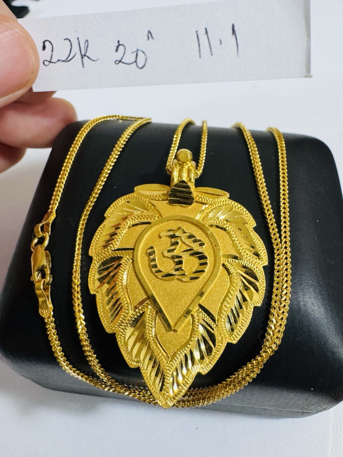 22K 916 22C Real Genuine Gold 20” inch Heart Sikh Necklace 11.1g 1.5mm