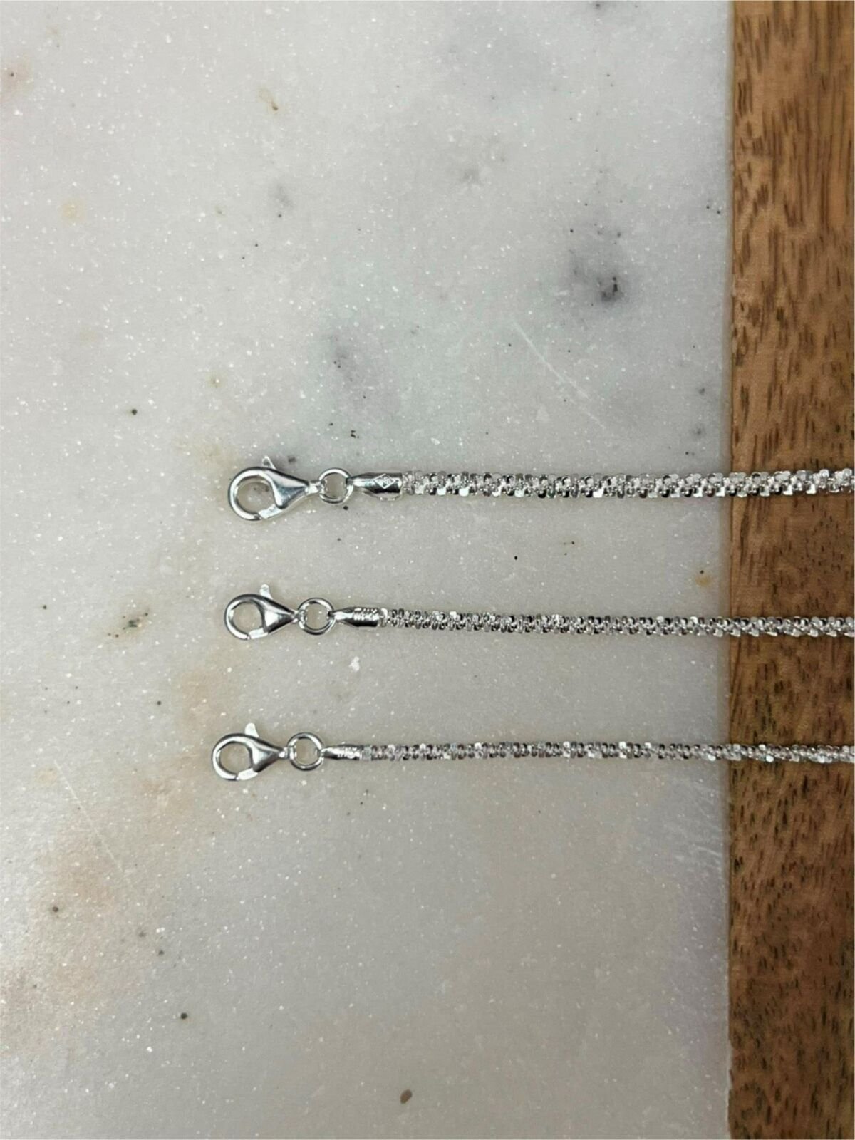 Real Solid 925 Sterling Silver Diamond Cut Sparkle Chain Necklace 2mm 2.5mm 3mm