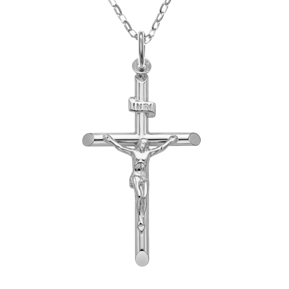 Sterling silver Crucifix Cross pendant necklace with 18″ silver chain