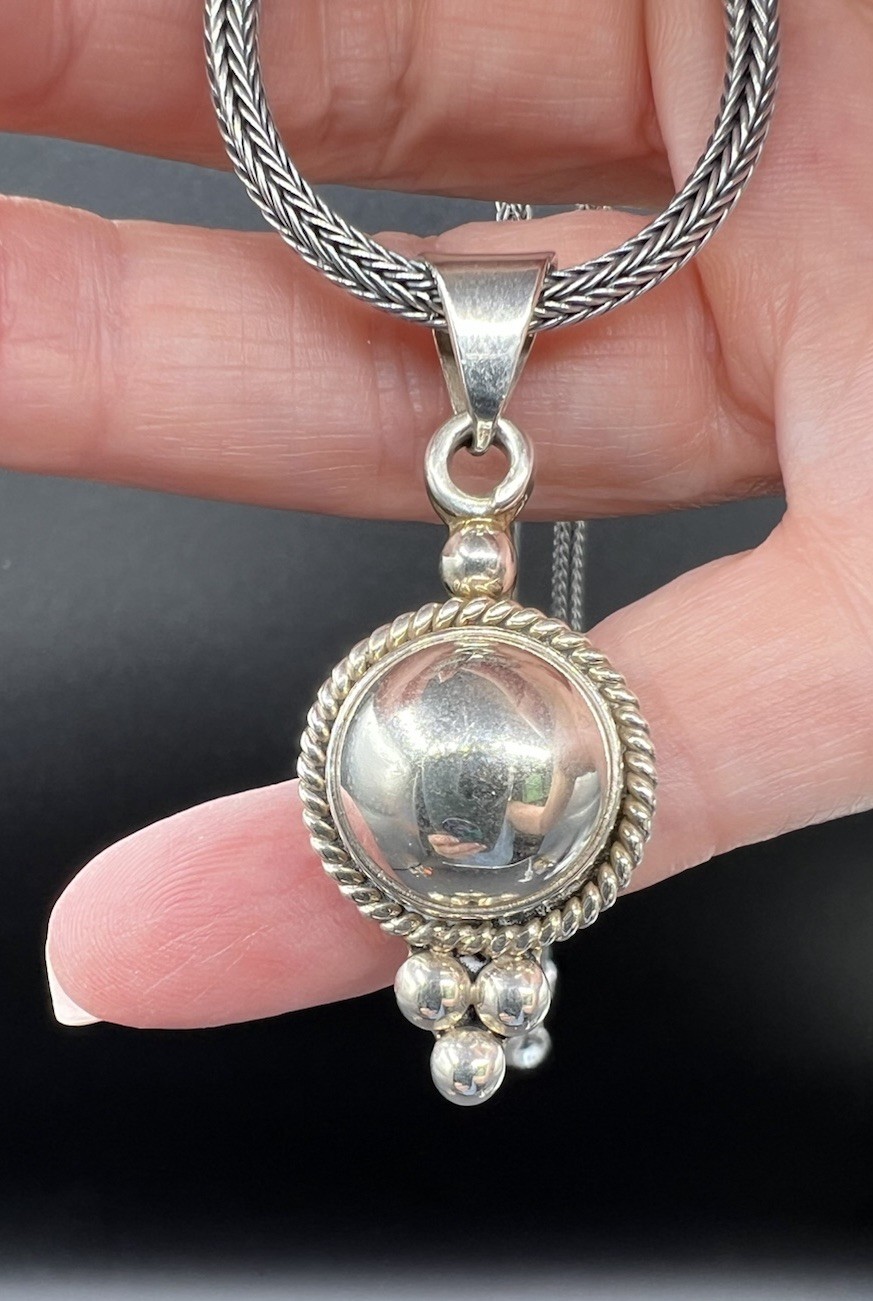 Sterling Silver Spiga Wheat Chain, Sterling Pendant Necklace, 17”, 24 Grams