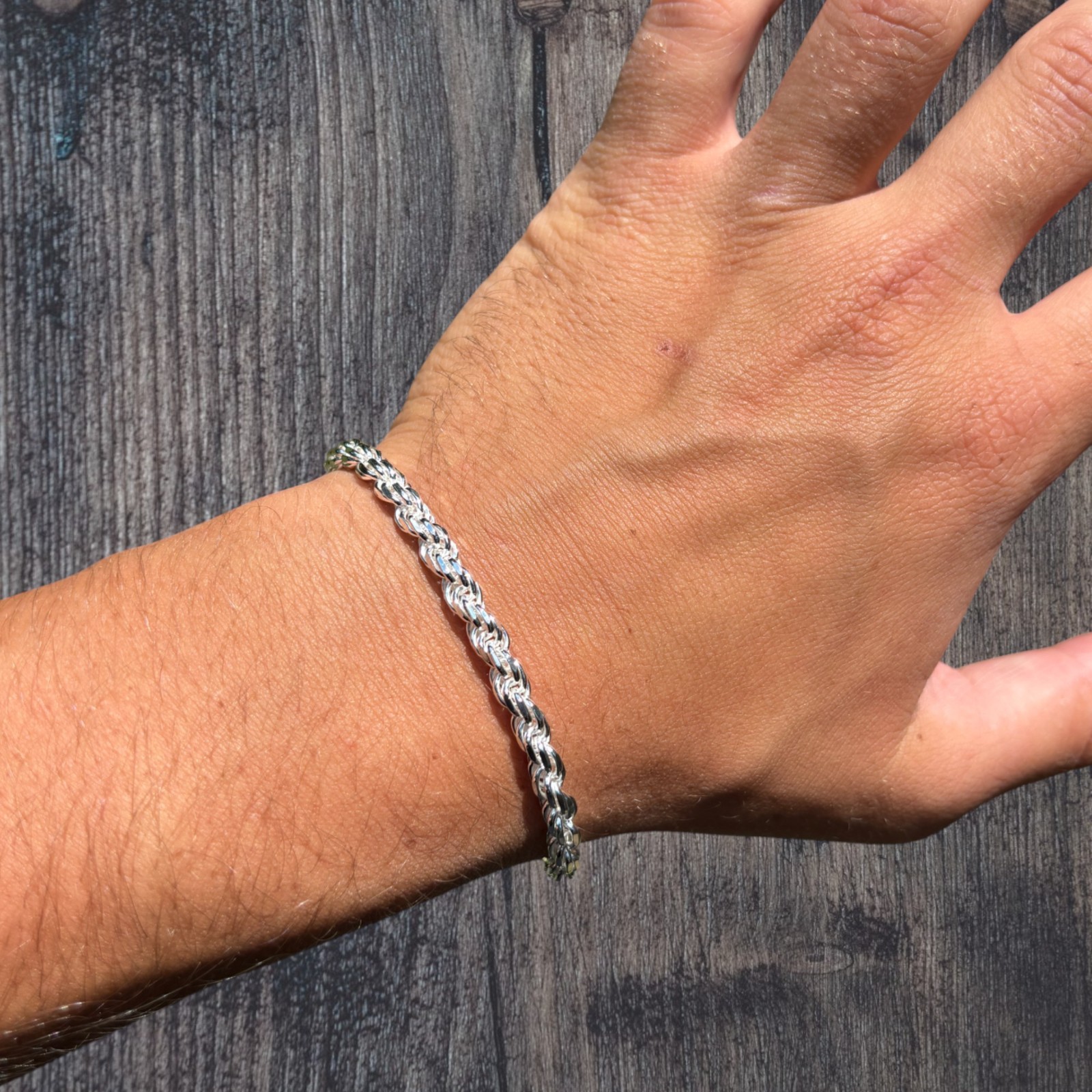 5mm Diamond Cut Rope Bracelet – Solid 925 Sterling Silver Or 14k Gold Vermeil