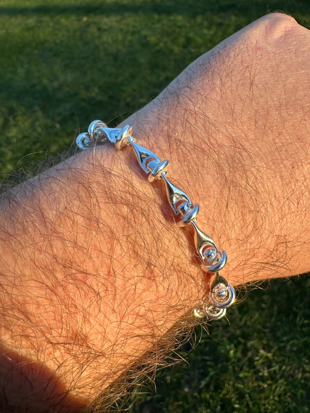 Real 925 Sterling Silver Mens Custom 8mm Barbed Wire Link Bracelet ITALY 7-9″