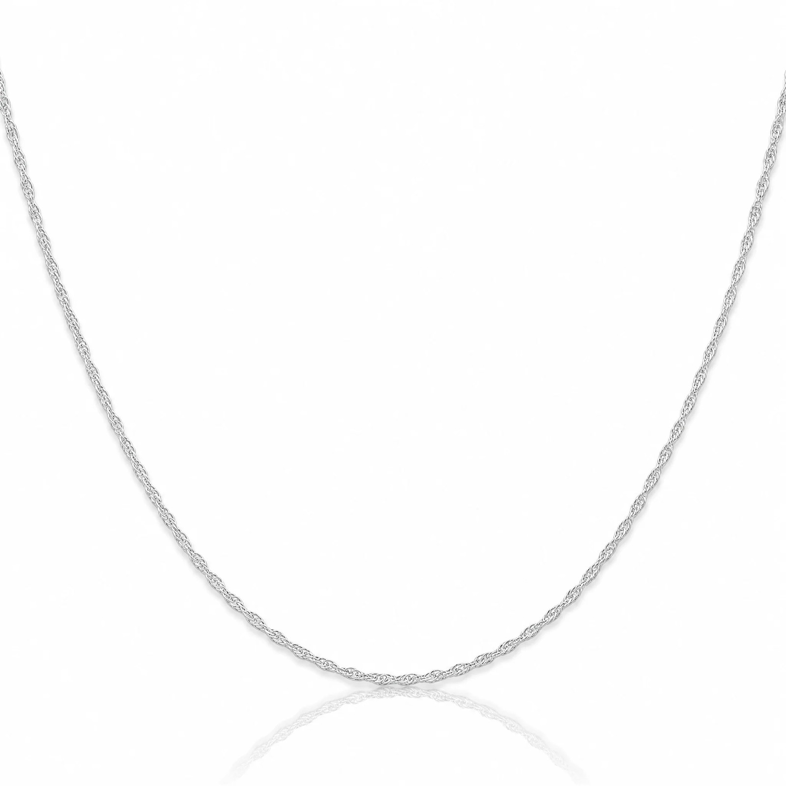 14K White Gold 1.15mm Carded Cable Rope Chain Necklace 16″-24″