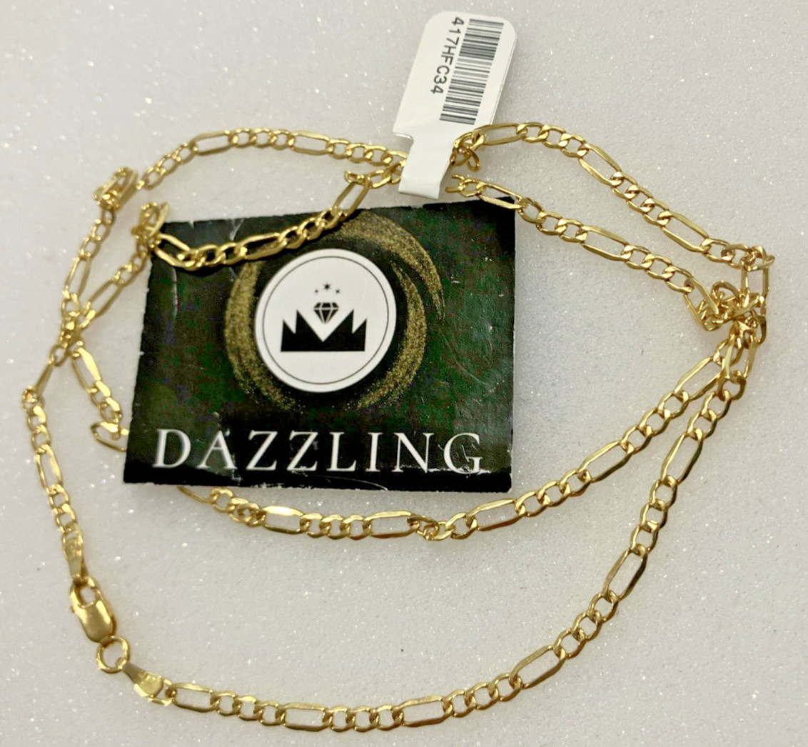 10kt Real Gold Figaro Link Chain 3.4Grams 3.2mm 22” GND Brand New with Tag 10k
