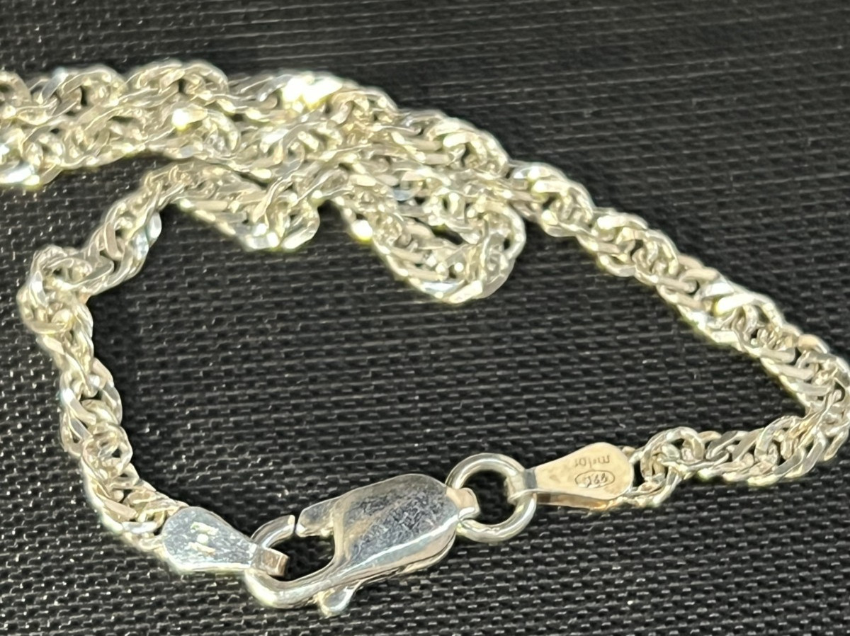 Milor Sterling Silver 925 Lariat Beaded Rolo Chain Drop Necklace 18″ Length