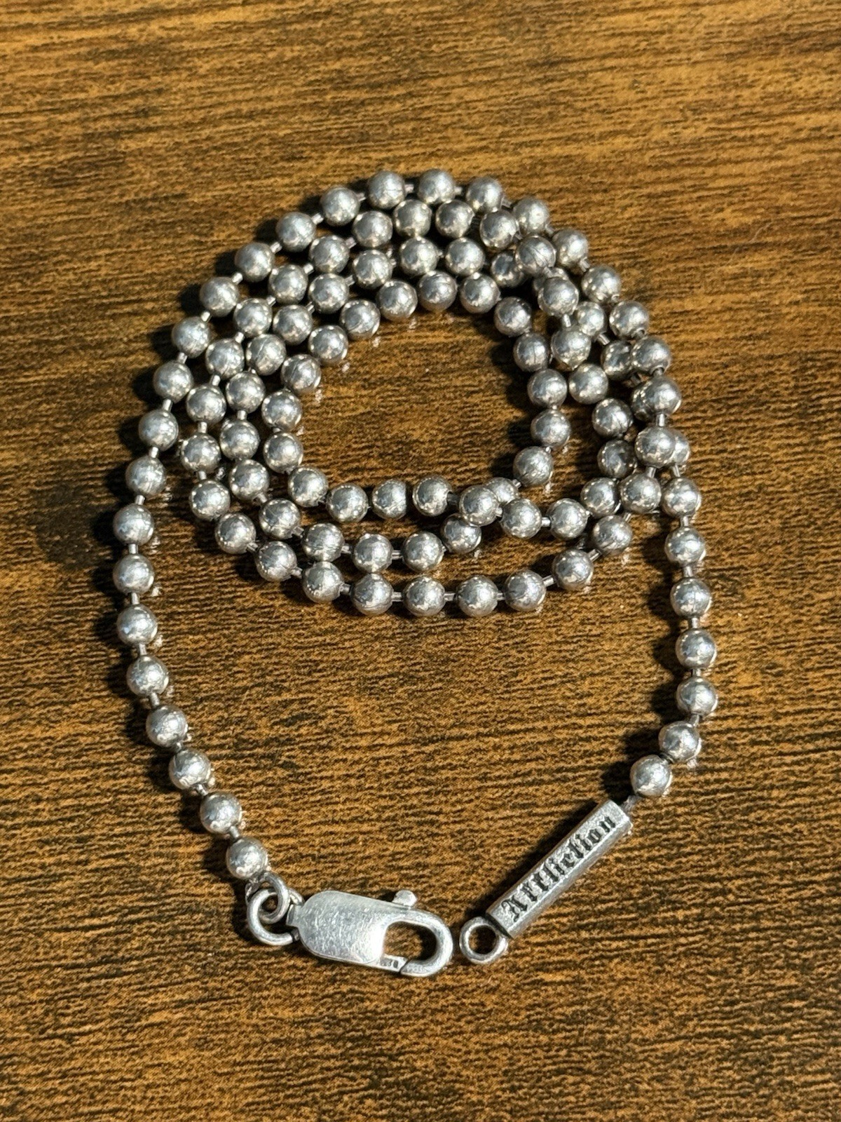2010 Affliction 925 Ball Chain Necklace 22″ Length Sterling Silver Rare Jewelry